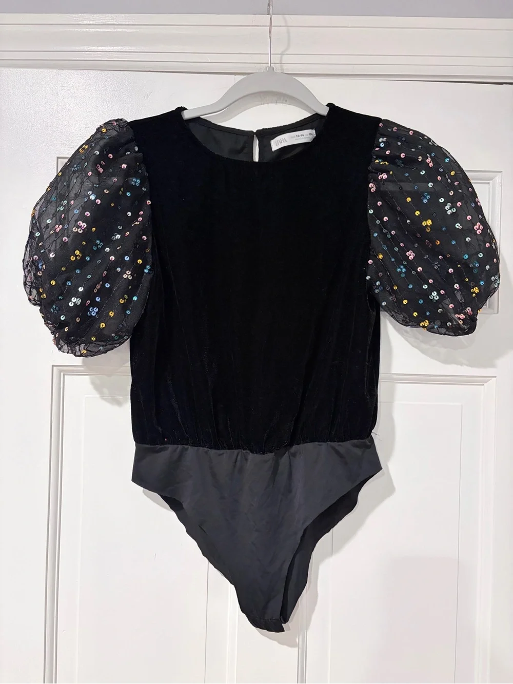 Zara Black Velvet Top with Keyhole Back